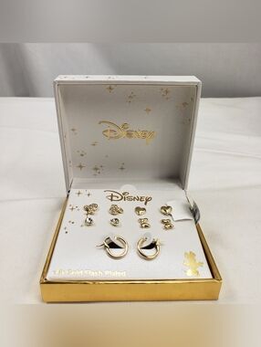 Disney Minnie 14K Flash Gold Plated  5 Pair Earring Boxed Gift Set NWT